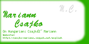 mariann csajko business card